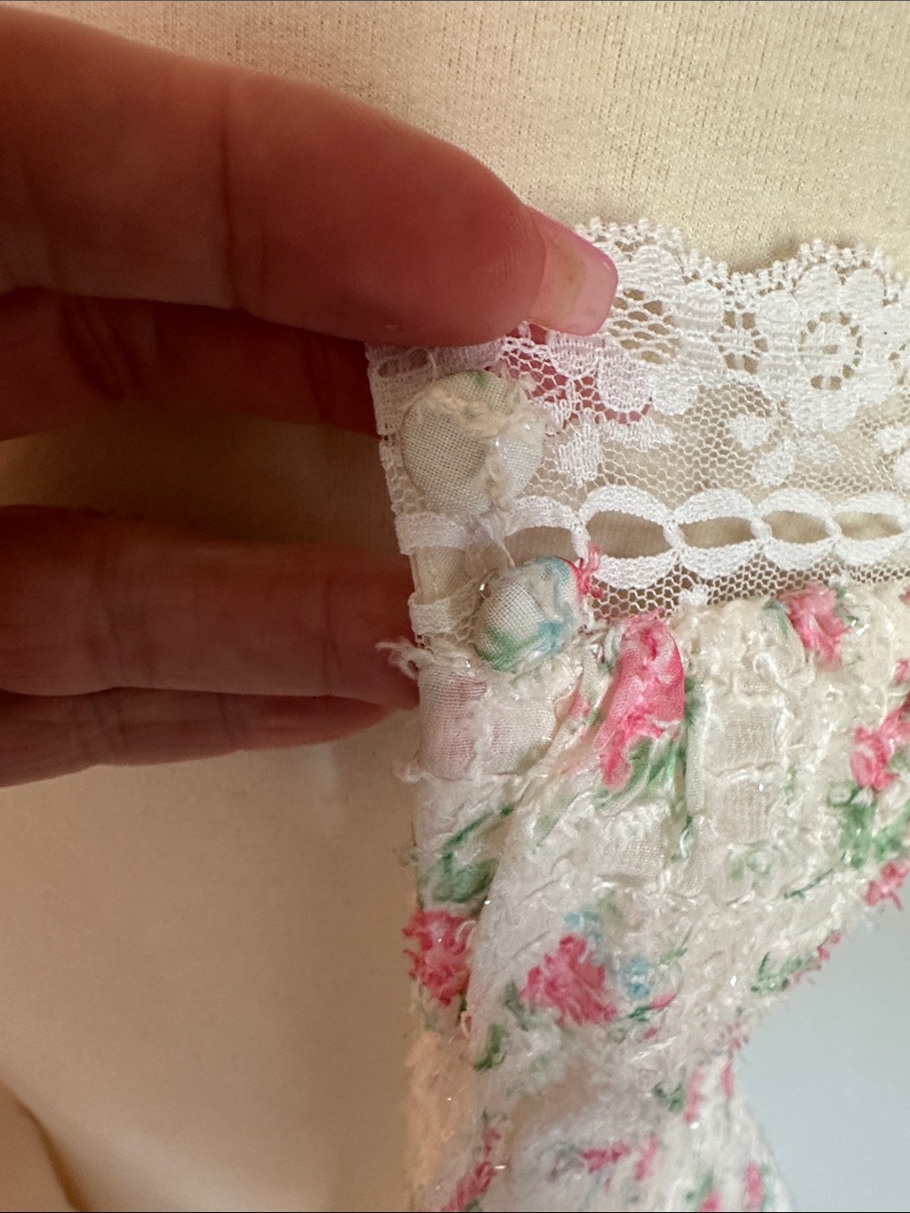 For Love & Lemons Cream Mini Dress with Pink Floral Print - Picture 12 of 13